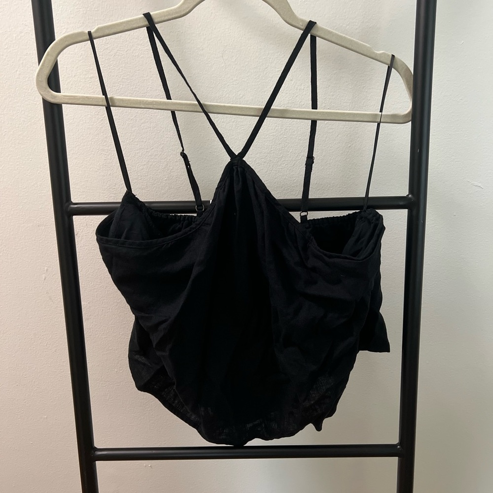 Abercrombie black halter crop